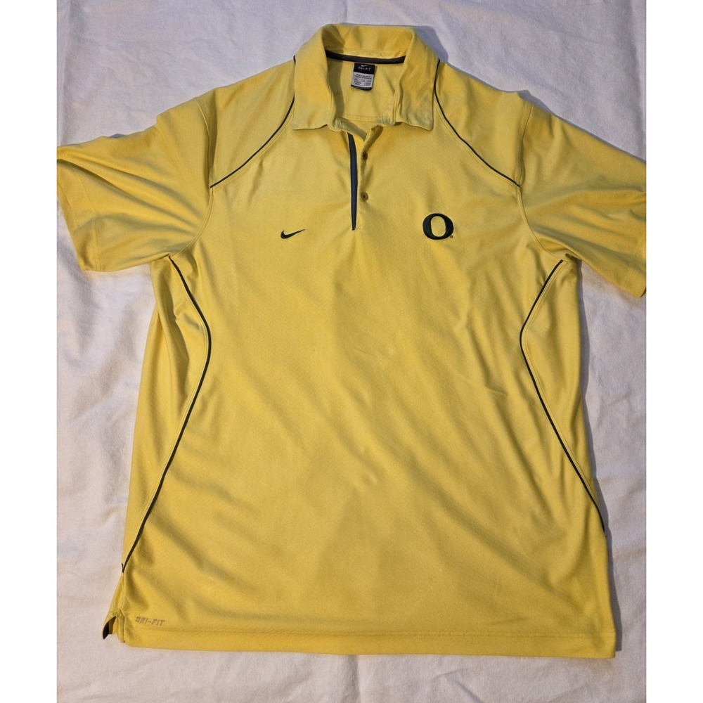 Nike Oregon Ducks Dri-FIT Polo Shirt Men XXL Yellow UO Football NCAA